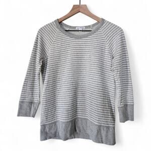 James Perse Standard Gray Striped Sweatshirt Top Size 2 (Medium)